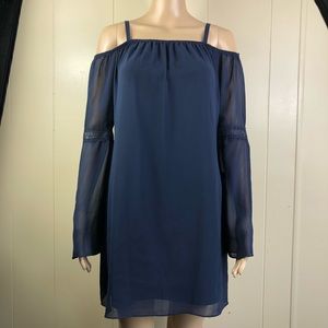 NWT I.N. San Fancisco Navy Blue polyester dress size small